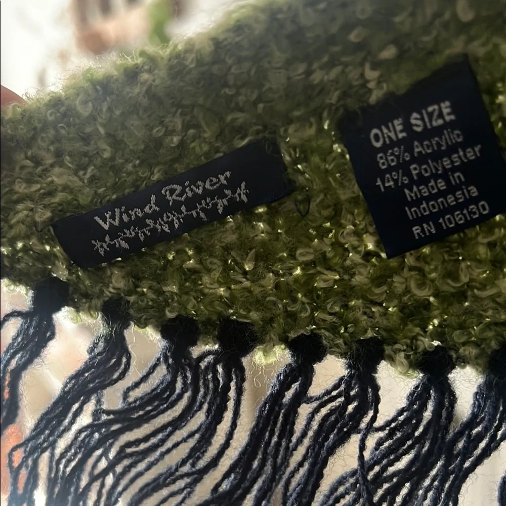 Green Shawl with Black Fringe - Picture 2 of 5